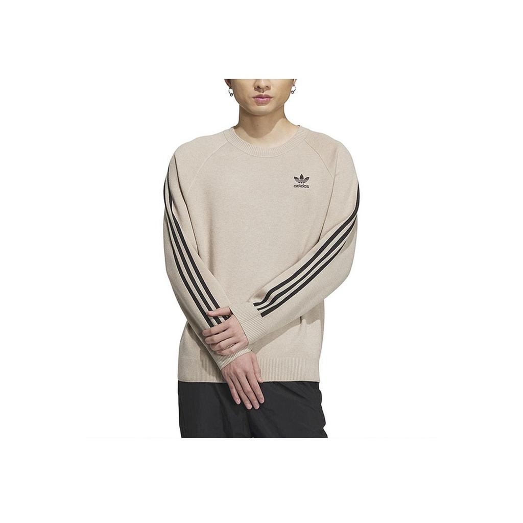 Adidas Originals Side Stripe Sports Knit Pullover Sweatshirt Unisex Sweatshirt Khaki IX7816