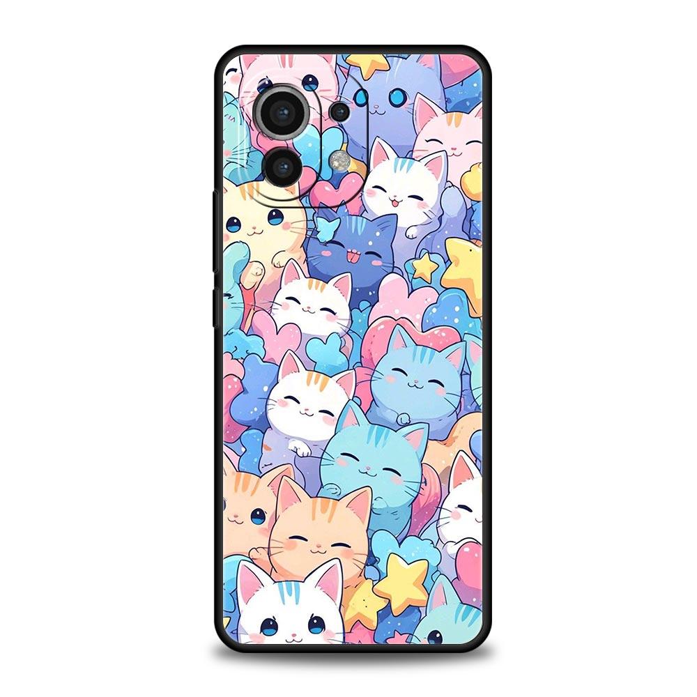Colorful Cat Design Phone Case Cover for Xiaomi Mi 17 15 14 13 12 11 Ultra 15T 14T 13T 12T 11T Pro Lite 5G Soft TPU Shell Fundas