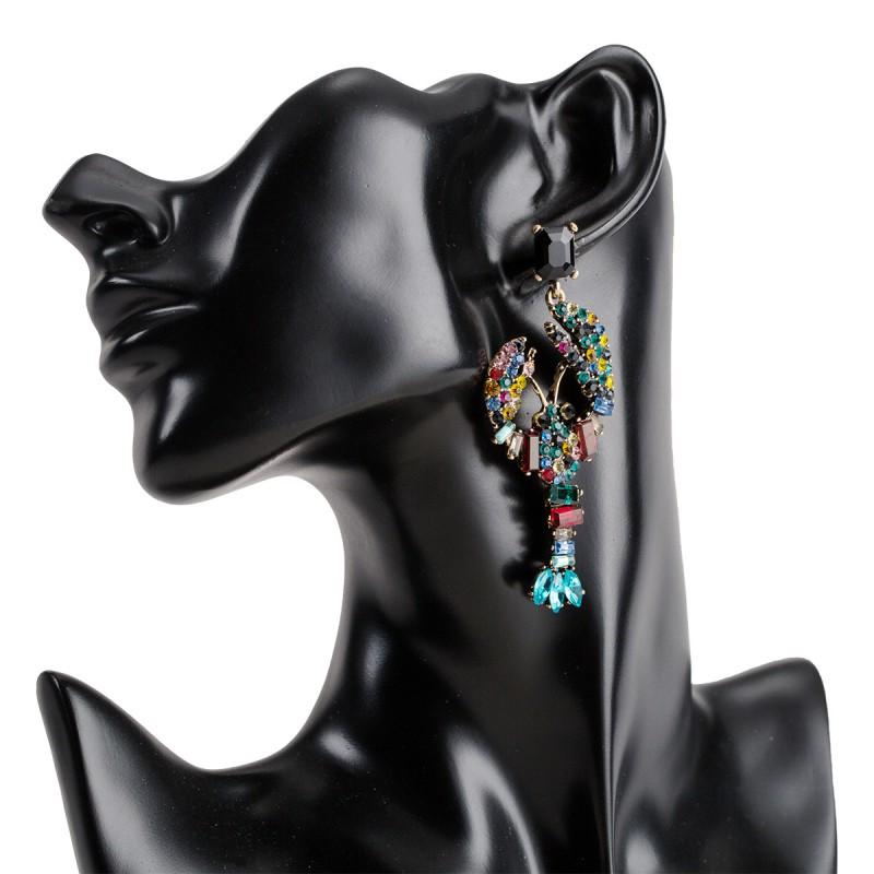 Boucles d'Oreilles Statement Homard en Acrylique Ornées de Strass Bijoux Mode Vintage Chic pour Femmes Collection 2025