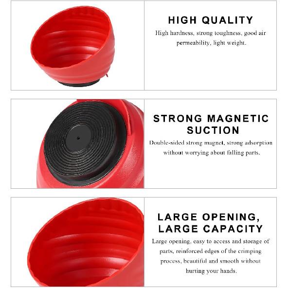 Magnetic Nut Cup, Curved Magnetic Parts Tray Bolts Organizer Holds Up to 5 Pounds, Multi-Use Nuts Screws Bowl Small Parts Tray Attaches to Metal