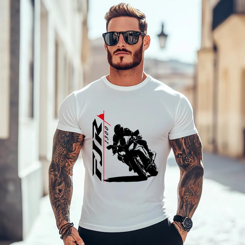 

New 2024 Brand-Clothing T Shirts Hip-Hop Simple Splicing Tee Tops Shirt FJR 1300 T-Shirt Motorcycle For Riding Fans Tees Shirt M