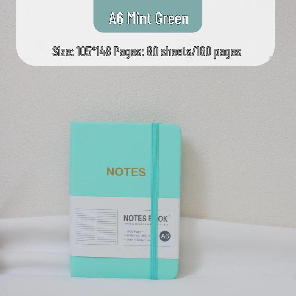 B6 Soft Leather Notebook with Thickened Inner Pages and Binding Strap, Portable Diary