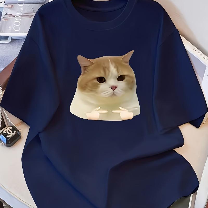 

Cat Graphic PrintT-Shirt Breathable Cool, Comfortable Wear,Daily Casua XXL білий