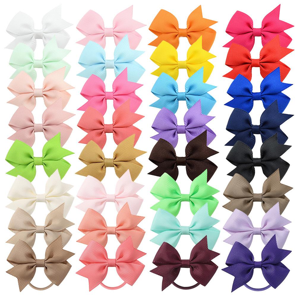 Children'S Versatile Xiaoqi Small Bow Solid Color Rubber Band Hair Band Baby Headgear Girls Hair Accessories 028