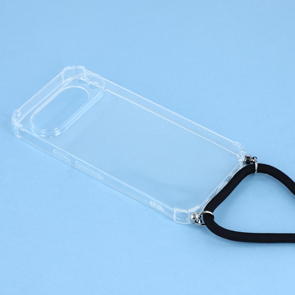 For Google Pixel 10/10 Pro Case Reinforced Corner TPU Clear Phone Cover with Lanyard