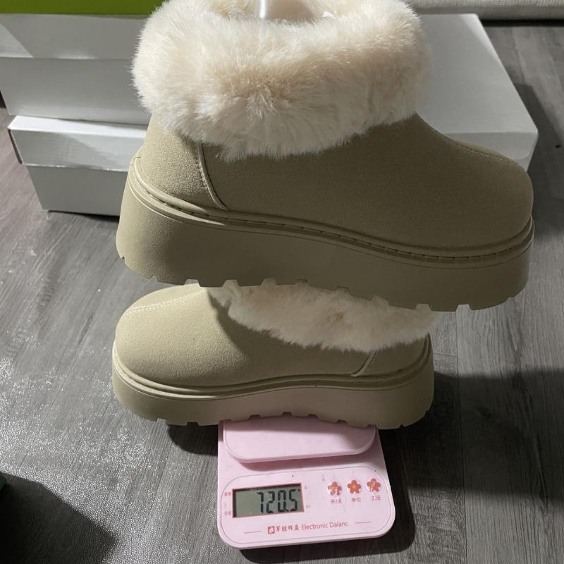 Women's Wide Width Platform Boots, Faux Fur Cuff Snow Booties, Height Increasing Winter Ankle Boots for Women