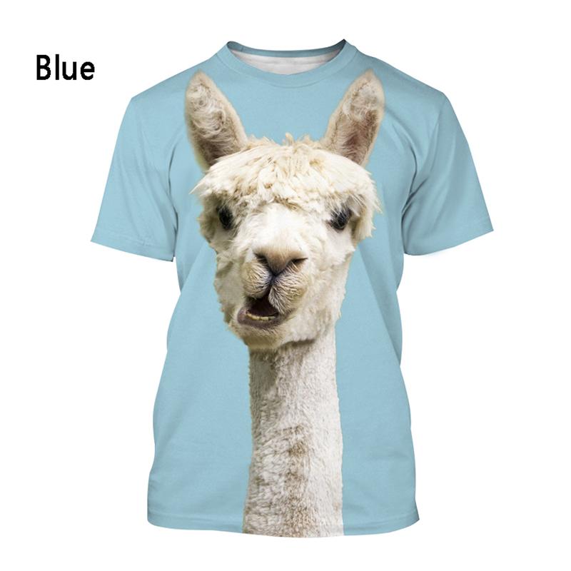 Fashion 3D Animal Print Mens Clothes Women Outdoor Funny Alpaca Printed T-shirt Kids Summer Casual Short Sleeve O-neck Tee Tops