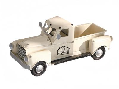 Haverain Truck Miniature Antique Retro Miniature Display Stylish Interior Object Tin-Look Car, Ornament, Figurine, (White)