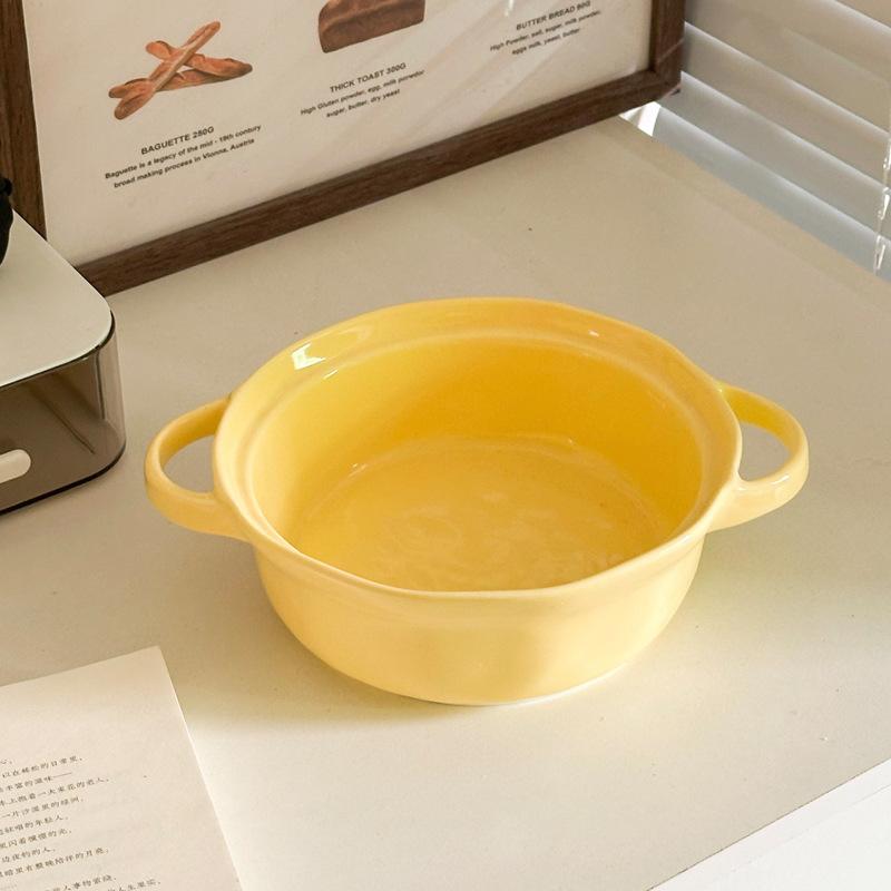 Cute high-value ceramic binaural instant noodle bowl with cover student dormitory instant noodle bowl personal special snail powder bowl