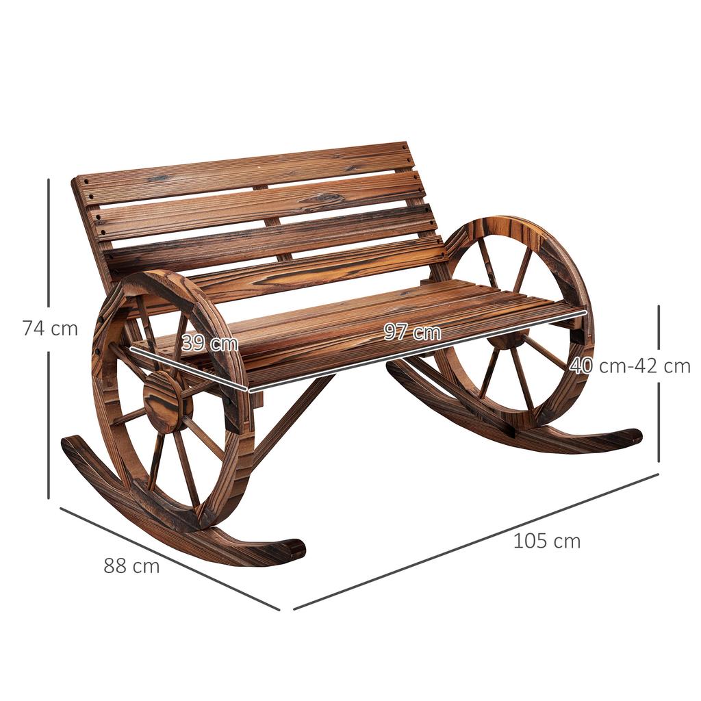 Garden Swing Bench. 2-person Swing. With Wheel-shaped Armrests. For Balcony, Garden, Patio. Carbonized