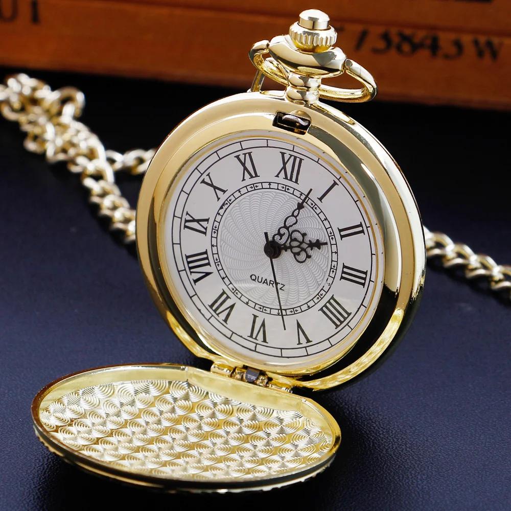 Minimalism Vintage Gold Luxury Pocket Watch Antique Vintage Quartz Chain Clock Pendant Jewelry Timepiece Gift for Women Men