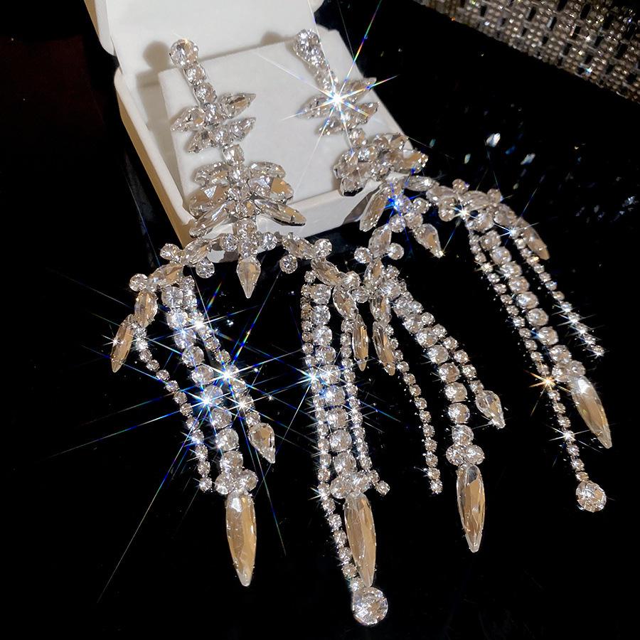 Silver Needle Water Drop Tassel Earrings - Light Luxury High-End Design for Women's Fashion.