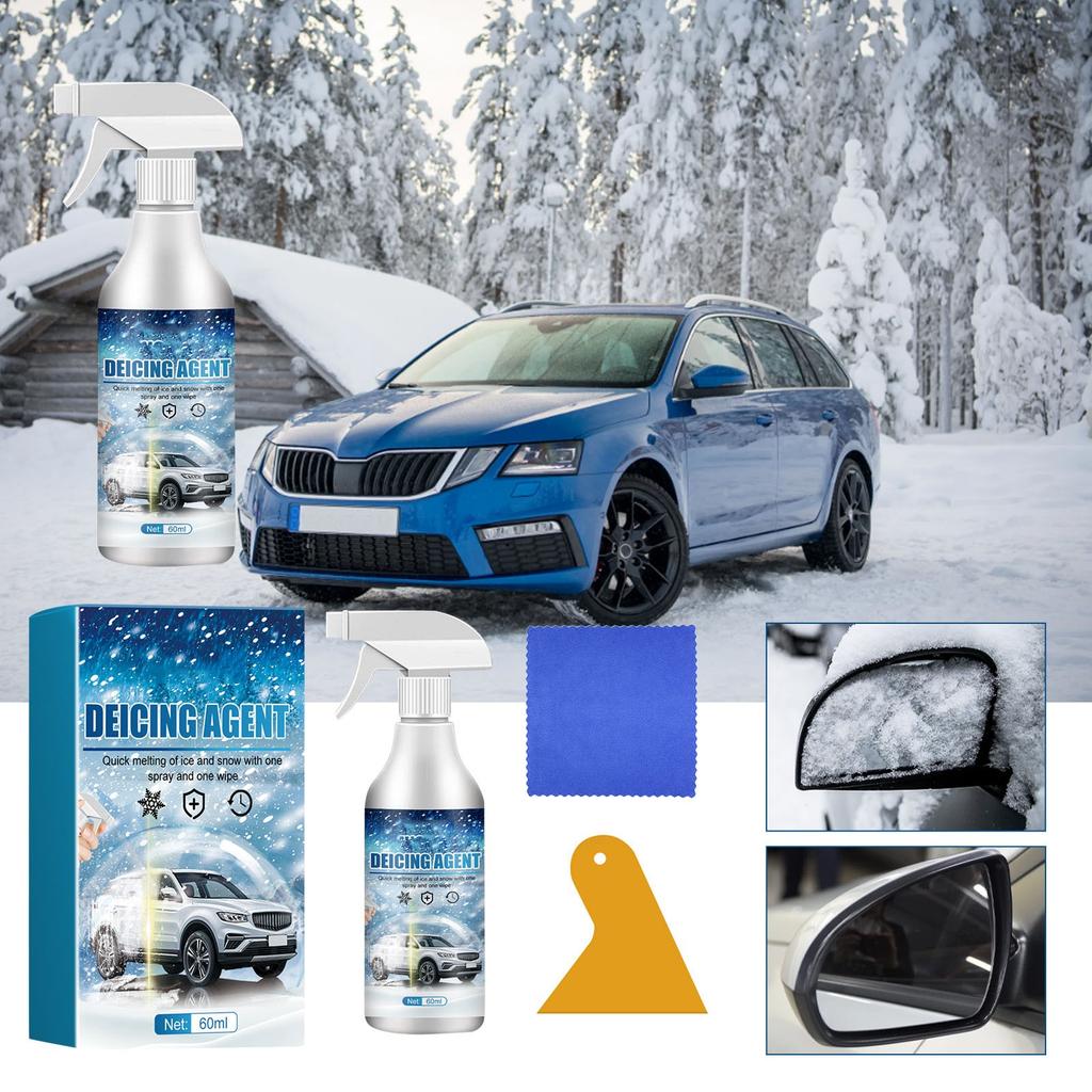 Ice Melting Snow Removal Agent, Winter Car Glass Ice Melting Snow Removal Agent Front Windshield Snow Prevention Agent 60ml