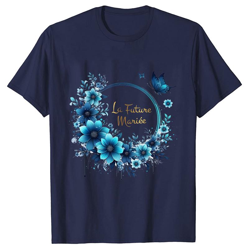 Team Bride Top Future Bride Tshirt Bridal Shower Wedding Bachelorette Party EVJF Flower Wreath Tees for Women Single Farewell
