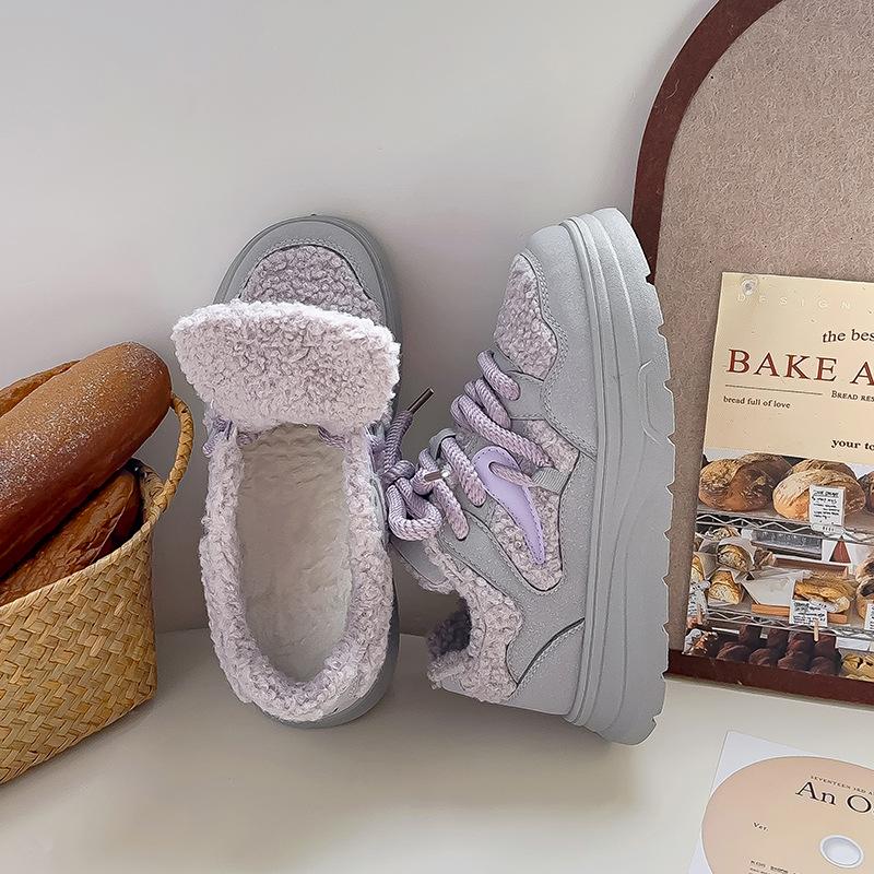 Belle 22 autumn and winter new flat-soled soft-soled casual shoes plush shoes B21 35