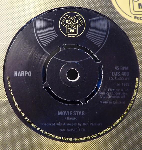 

7-дюймовая пластинка HARPO - Movie Star DJS400 DJM Records 1975 UK Рок Б/У