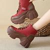 Spring Autumn Fashion Short Boots for Women Round Toe Lace-up Sports Platform Casual Shoes Wedge Heel Heightening Women Boots