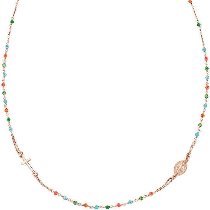 Collier - AMEN - CRO10RCVT3 - Argent 925 - Cristaux multicolores - 44 cm + 4 cm d'extension