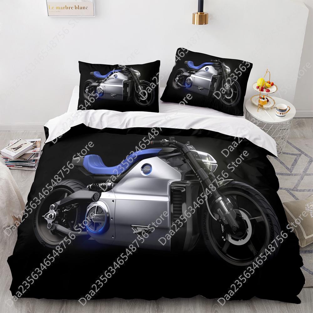Comforter New Motorcycle Bedding Set Single Twin Full Queen King Size Motorcycle Bed Set Aldult Kid Bedroom Duvet Sets 3D Anime 038