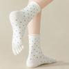 3 Pairs Toe Socks Women Middle Tube Five Finger Socks Cute Dots High Quality Cotton Crew Socks with Separate Fingers