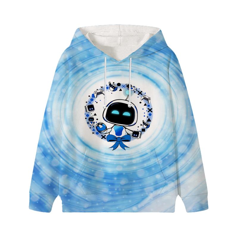 Astro Bot Hoodies Baby Unisex Cartoon Print Long Sleeve Tops Astronaut Toddler Boys Girls Casual Sweatshirts Outfits