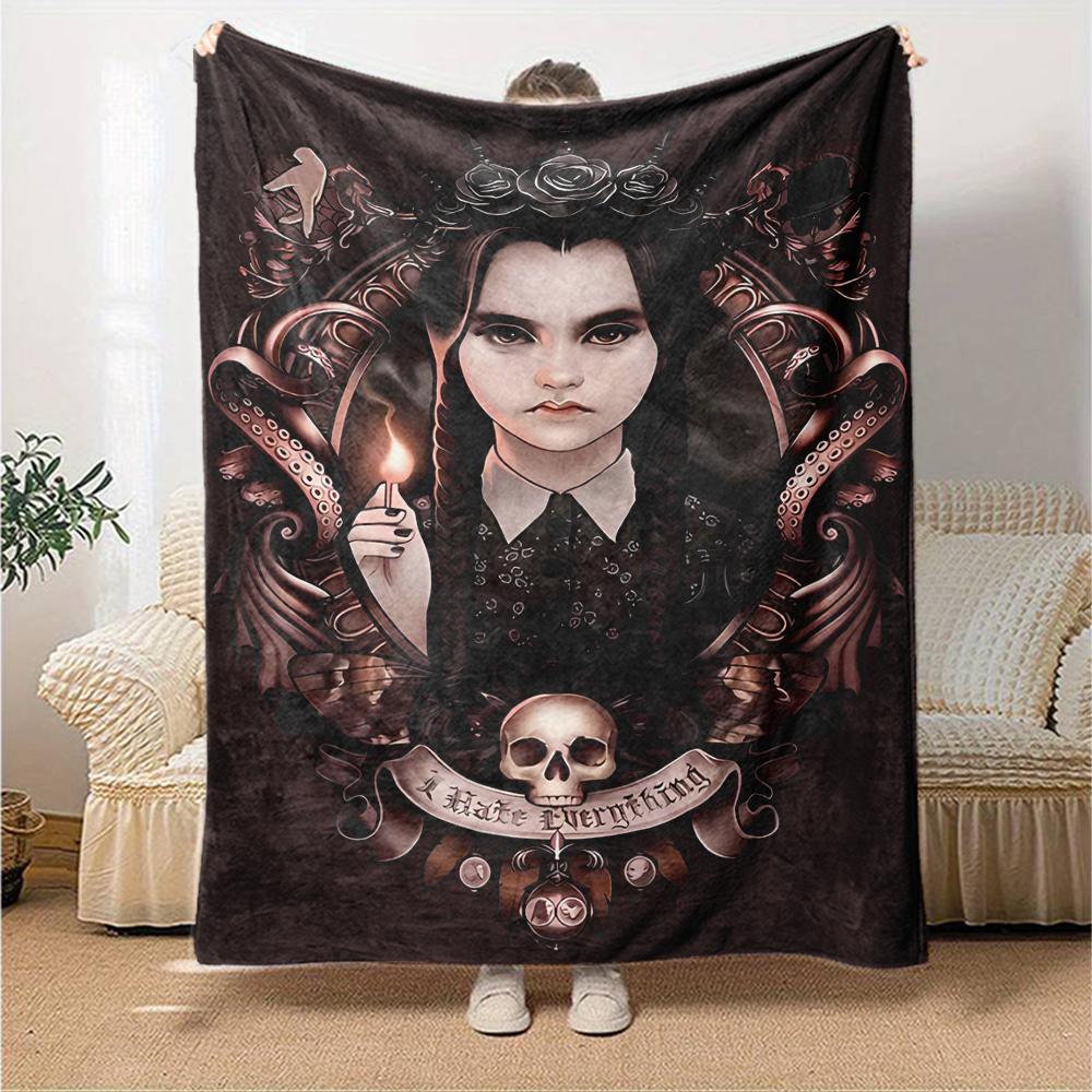 1pc Addams Family Wednesday1 Blanket, Gift, for Men and Women, Soft Blanket, Good for Sofa Bed Couch Travel, Lightweight Flannel Blanket