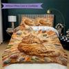 Cute kitten Pattern Bedding uilt Set uilt Cover Pillowcase Home Decoration Birthday Gift (1 * duvet cover + 2 * pillowcase  without core)