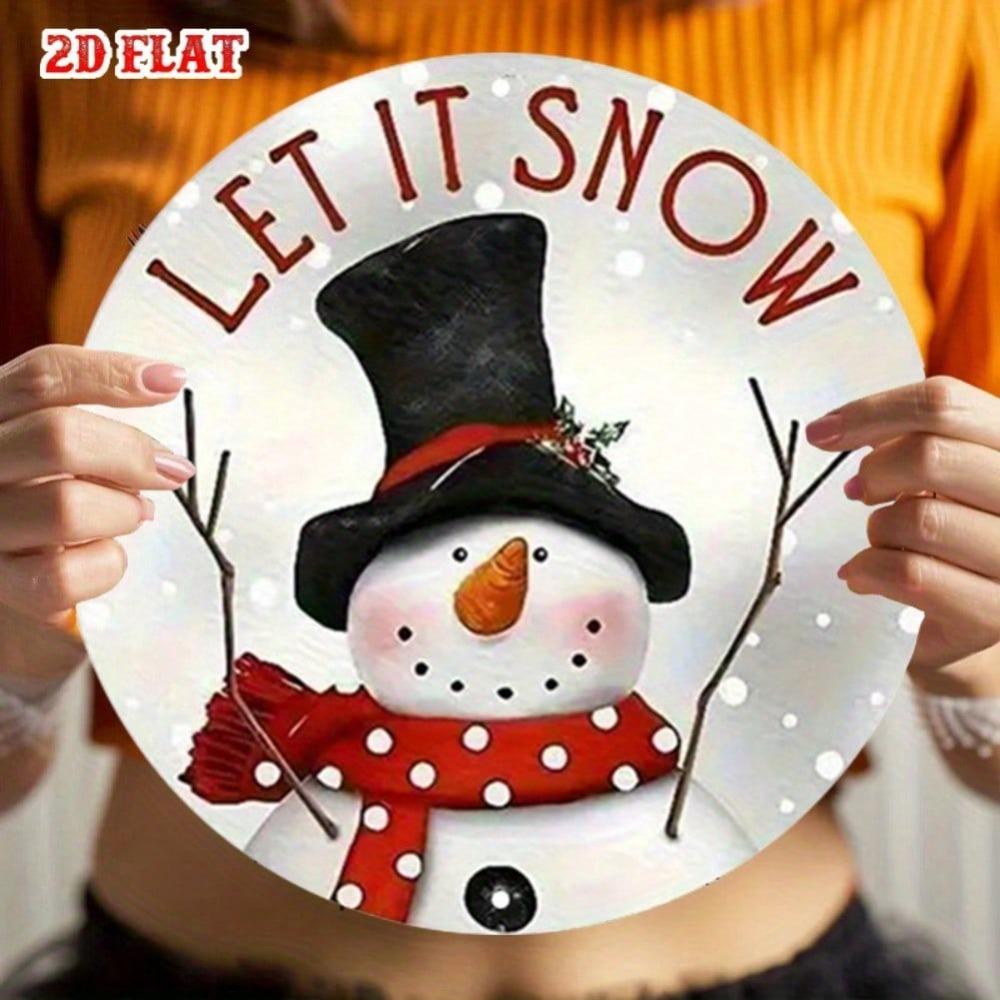 Snowman Tin Metal Sign Vintage Winter Wall Decor Red White Polka Dots Home Cafe Christmas Holiday Decoration
