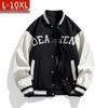 10XL Men's Trendy Plus Size Fleece-Lined Baseball Jacket - Thick Loose Outerwear for Teens