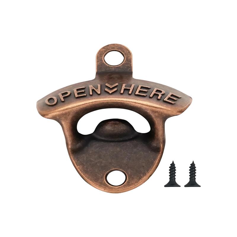 1/2Pcs Vintage Wall Mounted Beer Bottle Opener with Screws Zinc Alloy Beer Botle Opener for Bar Kitchens Hotel Garage Patio Home