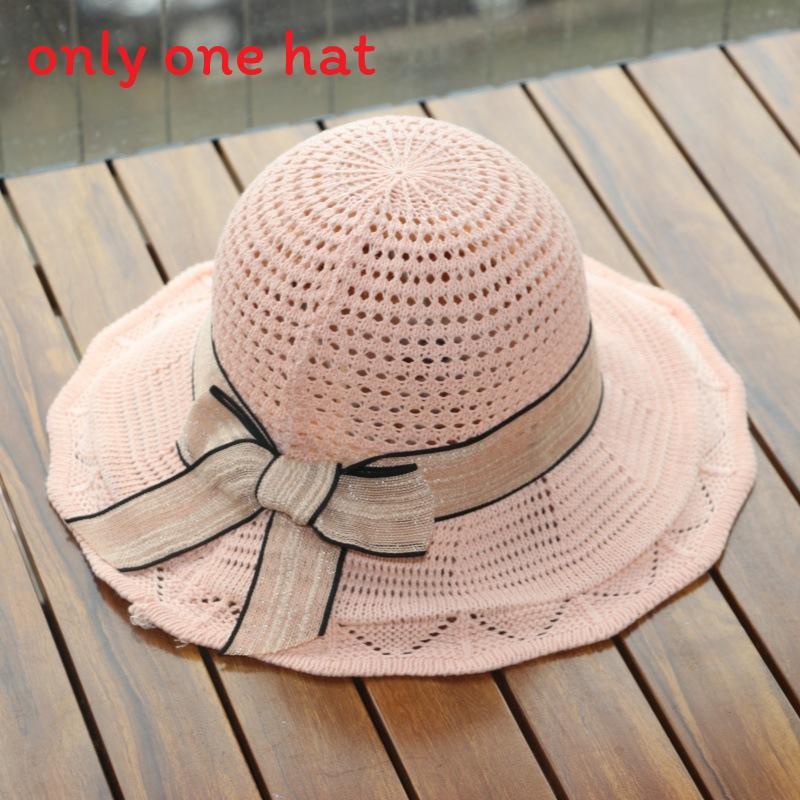 

Summer Sun Hat With Large Brim And Butterfly Bow For Women Sun Protection Pink