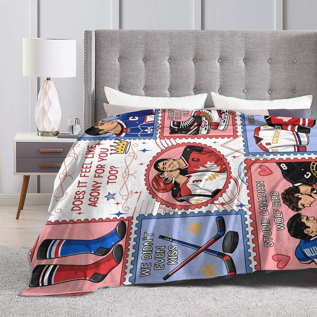 Heated Rivalry Blanket Hockey Romance Fleece Funny Warm Throw Blanket for Bedding Lounge All Season,