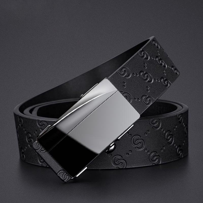 Belt Men'S Leather Casual Simple Men'S Mirror Automatic Buckle Belt Cowhide Young People Versatile Middle-Aged And Young People Belt