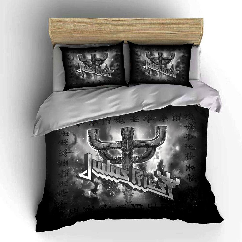 Judas Priest Steel Cross Design Bedding Duvet Cover Set Duvet Cover Pillowcases (1*Duvet Cover 2*Pillowcases, Without Duvet Insert)