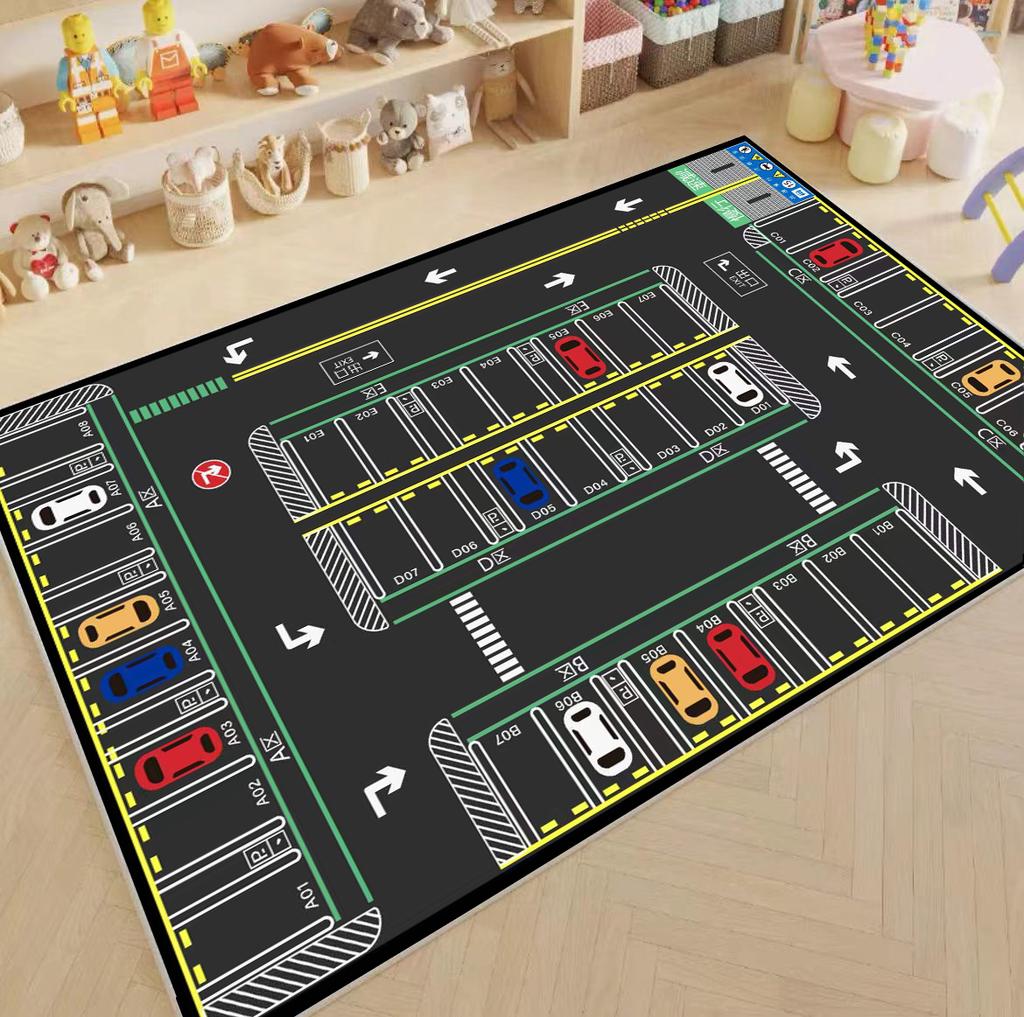 Road Traffic System Carpet Living Room Children's Bedroom Decoration Floor Rugs Cartoon Road Play Mat Soft Tatami Mats Non-slip