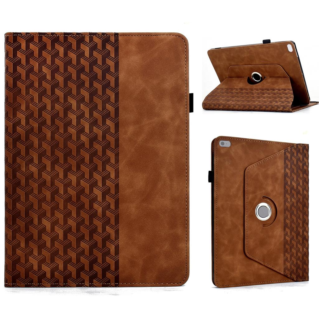 Tablet Case For iPad 9.7-inch (2018)/(2017)/Air 2/Air (2013) Rotating Stand Building Block Imprinted Leather Cover