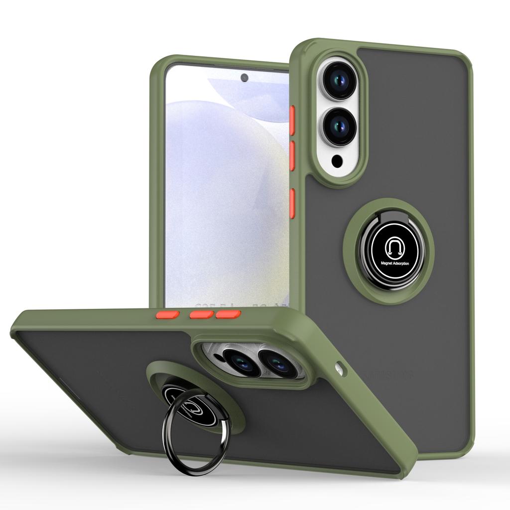 Armor Matte Case For Samsung S25 S24 S23 S22 S21 S20 Note 20 Ultra Plus S25edge S24FE S23FE Magnetic Ring Stand Shockproof Cover