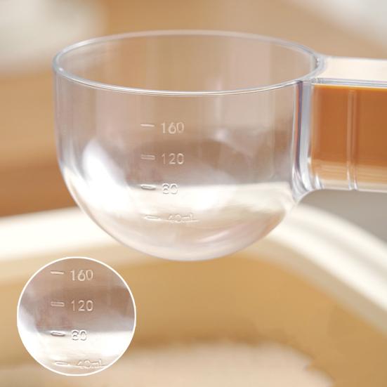 Graduated Spoon with Insect-Proof Storage Box Removable Handle Transparent Measuring Spoon 40ml-160ml Food-Grade Kitchen Tool for Rice Noodles Cooking