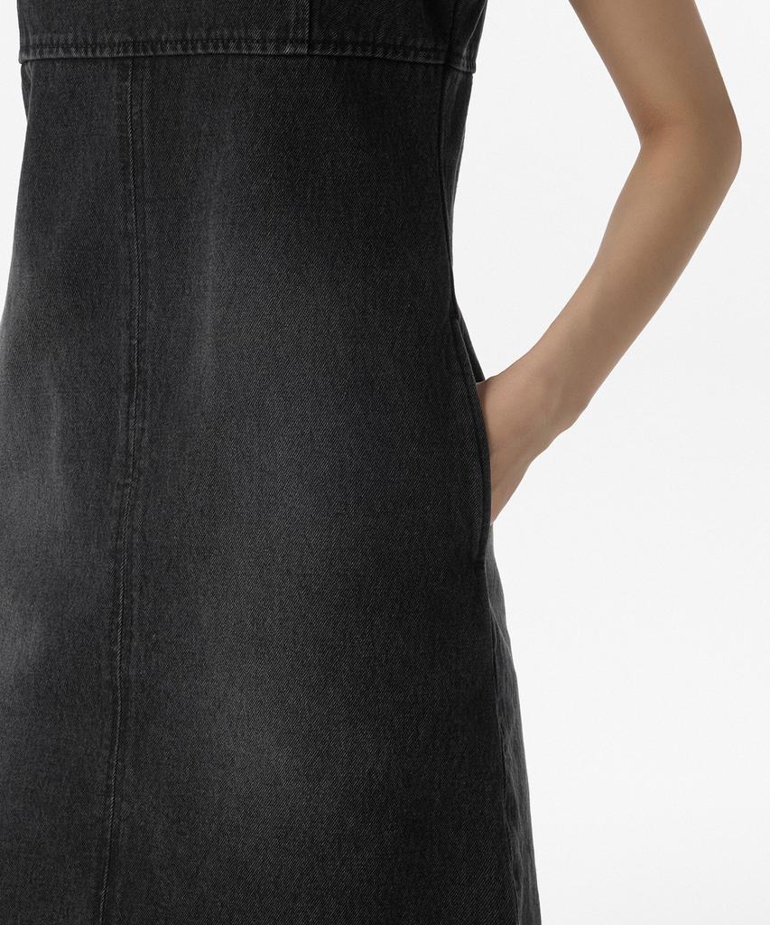 Musinsa Standard Woman Women'S Denim Strap Mini Dress [Washed Black]