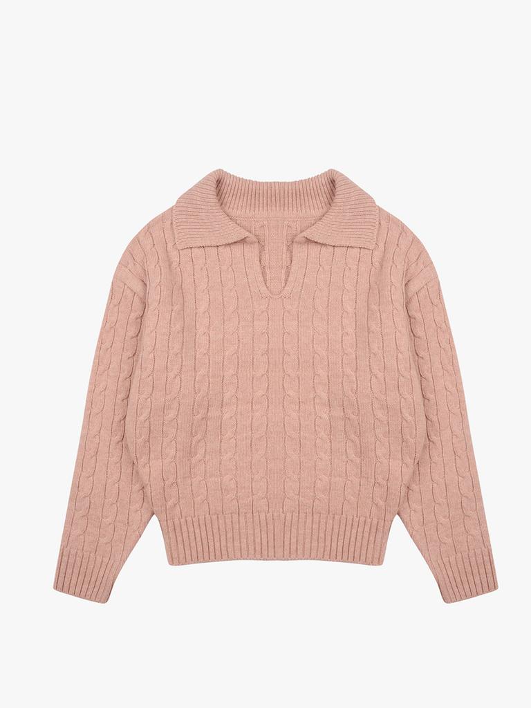 Saengleogsyu Cable Collar Knit Pink