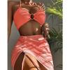 Rim Bikini Three-piece Split Bikini Pleated Women's Swimsuit