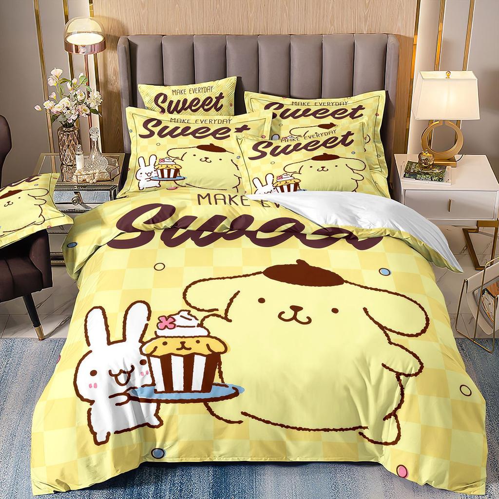 3D Digital Printing Cartoon Animation Children'S Bedding Pudding Dog Three-Piece Set
