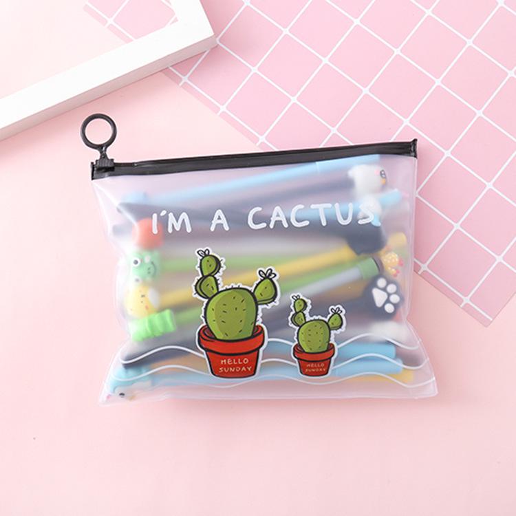20-Piece Cartoon Gel Pen Set with Pencil Case - Black Ink 0.5mm