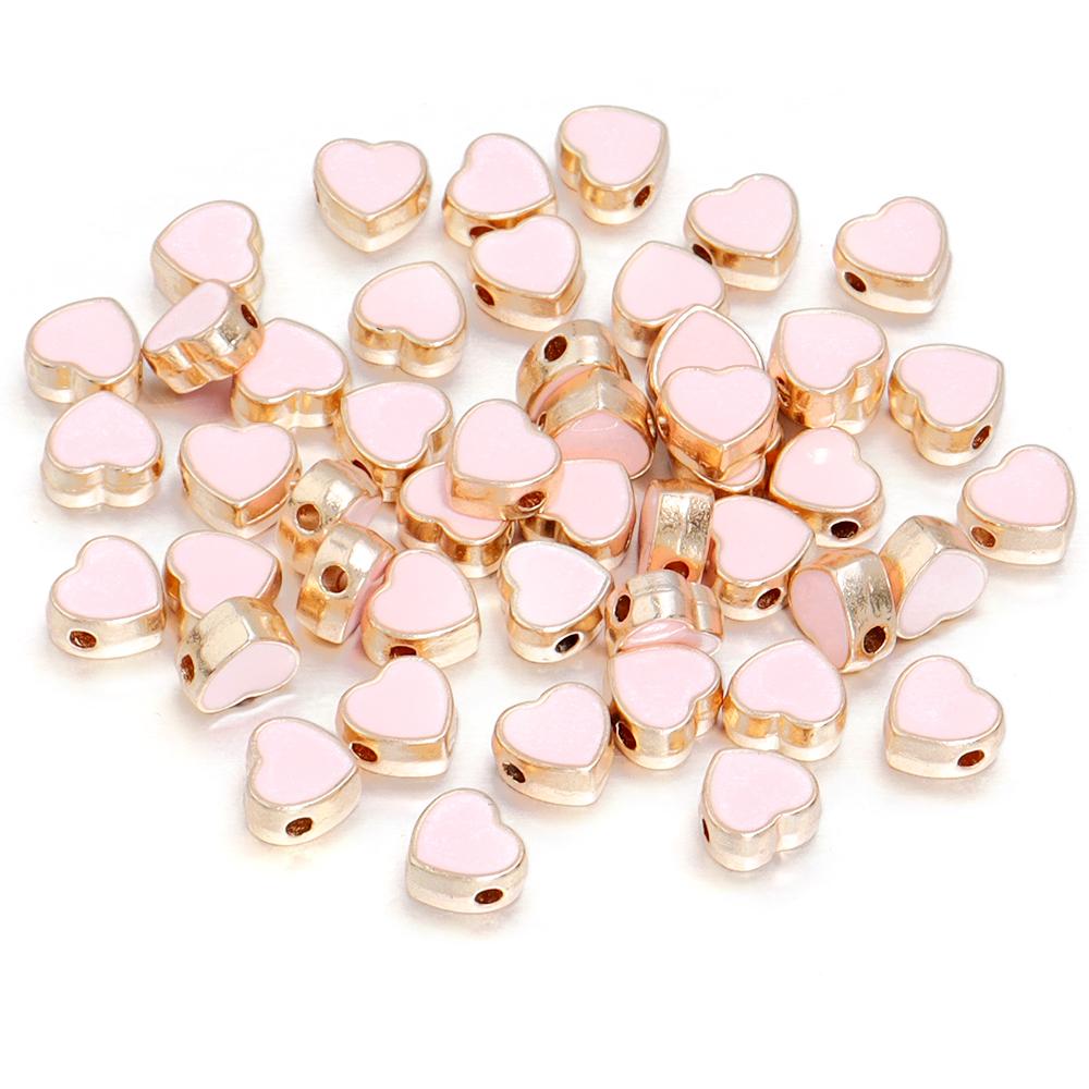 10pcs/lot 8mm Alloy Double Sided Love Heart Beads Multicolor Enamel Loose Spacer Beads For DIY Jewelry Making Necklace Bracelets