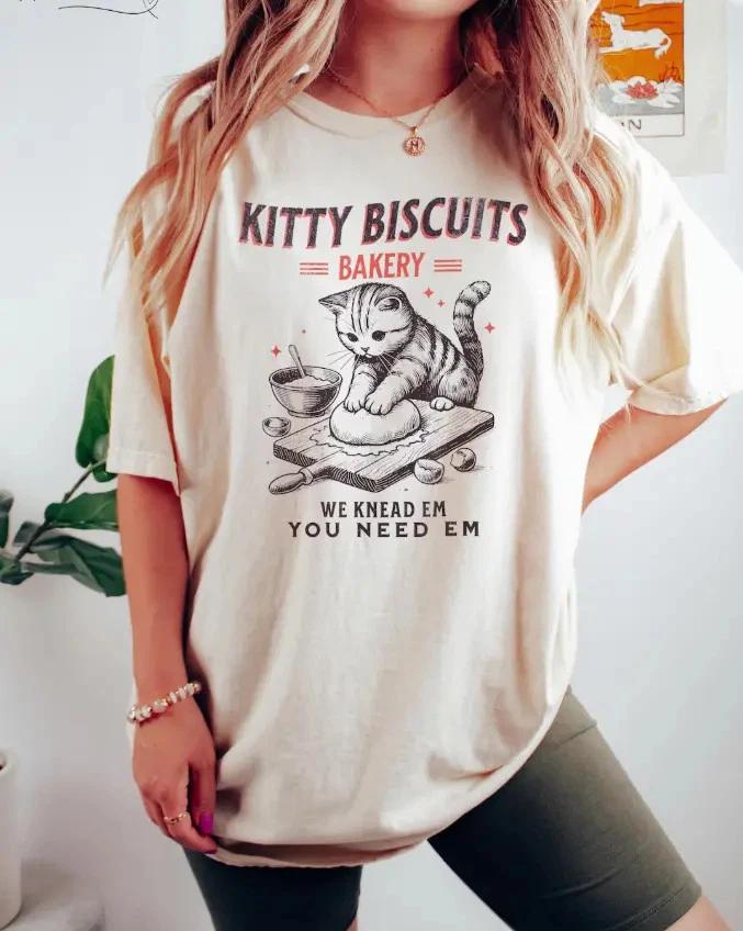 Funny Kitty Biscuits Bakery Shirt, We Knead Em You Knead Em Shirt, Cat Owner Tee XL
