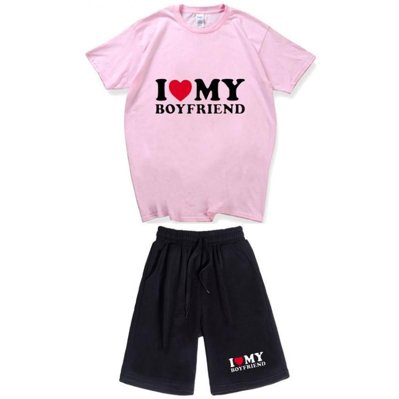 Men Women Cotton Short Sleeve T-Shirt Shorts Set Casual Outfit Youth Style