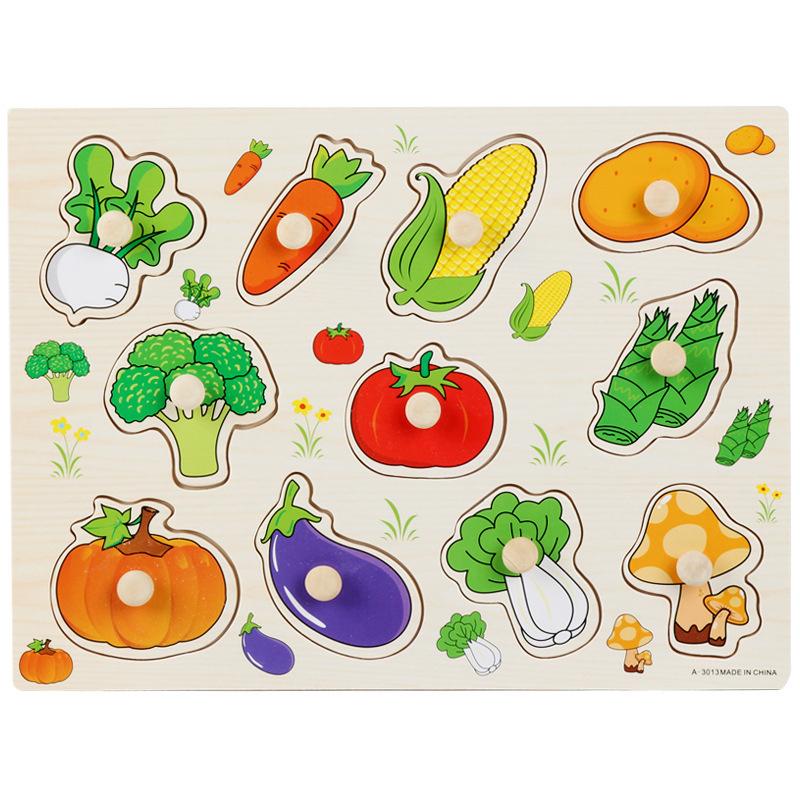 Quebra-cabeça de Madeira Montessori com Pinos para Crianças Pequenas - Letras, Números, Frutas e Formas Brinquedo de Aprendizagem, Quebra-cabeças de Aprendizagem