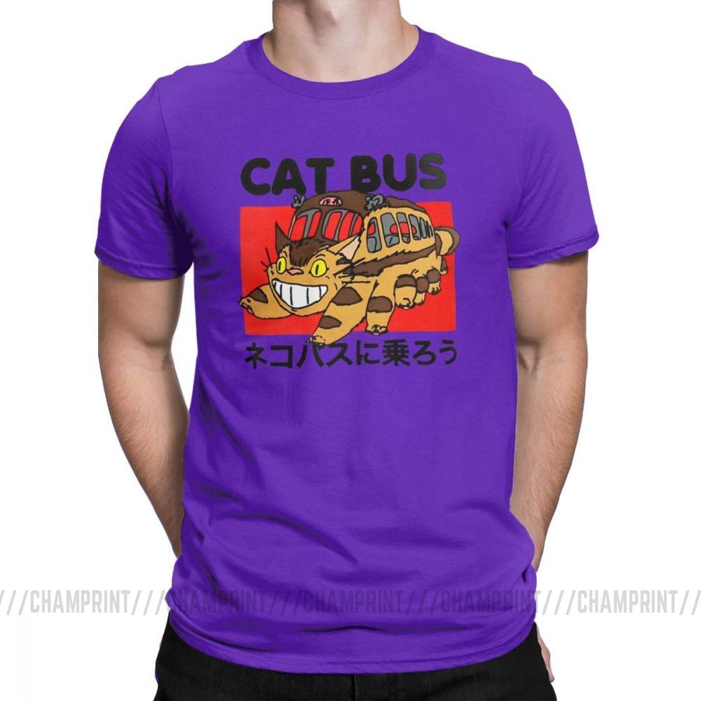 Men S T Shirt Cat Bus Funny Cotton Tee Shirt Short Sleeve My Neighbor Totoro T
