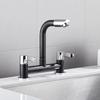 Kitchen Taps Dual Lever Sink Mixer Taps Traditional Monobloc Mixer Taps for Kitchen Sink Swivel Spout Chrome Double Handles
