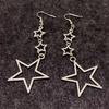 Five Pointed Star Dangle Earrings Chic Hollow Pattern Pentagrams Ear Pendants Punk Accessory for Fashion Forward Ladies
